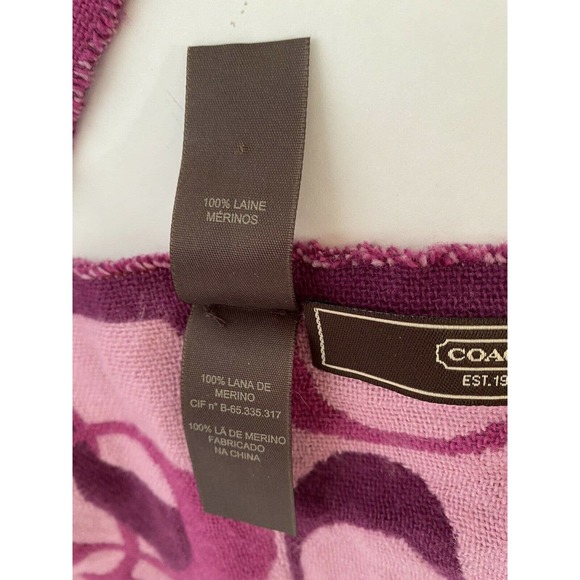 Coach Women' Coach Optic C Scarf Scarves & wraps 100% merion wool purple - Picture 6 of 11